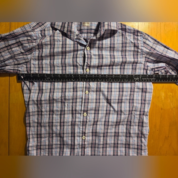 Peter Millar - Blue & Pink Plaid - 100% Cotton - Small - Long Sleeve Shirt - Picture 3 of 5